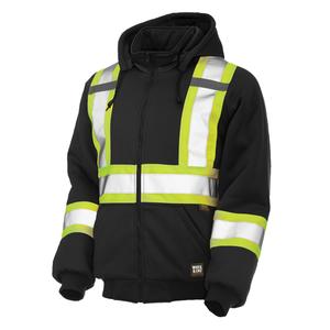 Insulated Safety Hoodie - Black, Silver/Yellow, Large, Medium, Small, X-Large, 2X-Large, 3X-Large, 4X-Large, 5X-Large, Polyester, Meets/Exceeds CSA Z96 Class 1 - Level 2