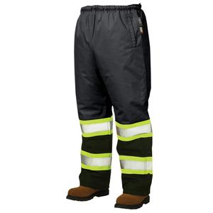 Lined Pull-On Safety Pant - Black, Silver/Yellow, Large, Medium, Small, X-Large, 2X-Large, 3X-Large, Polyester, Meets/Exceeds CSA-Z96-15 Compliant