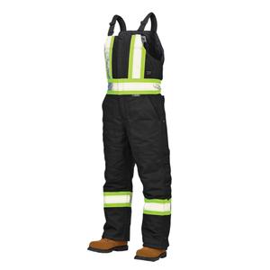 Duck Lined Safety Overalls - Black, Silver/Yellow, Large, Medium, Small, X-Large, 2X-Large, 3X-Large, 4X-Large, 5X-Large, Cotton, CSA Z96 Class 1 - Level 2