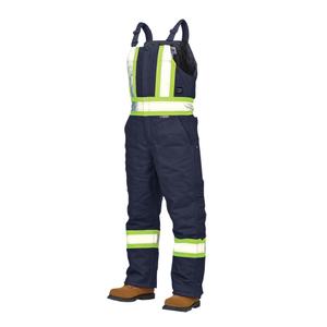 Duck Lined Safety Overalls - Navy Blue, Silver/Yellow, Large, Medium, Small, X-Large, 2X-Large, 3X-Large, 4X-Large, 5X-Large, Cotton, CSA Z96 Class 1 - Level 2