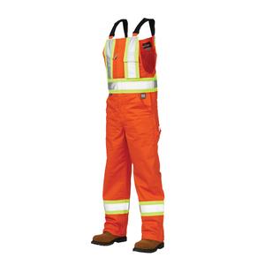 Unlined Safety Overalls - High Visibility Orange, Silver/Yellow, Large, Medium, Small, X-Large, 2X-Large, 3X-Large, 4X-Large, 5X-Large, Poly-Cotton, CSA Z96 Class 2 - Level 2
