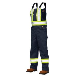 Unlined Safety Overalls - Navy Blue, Silver/Yellow, Large, Medium, Small, X-Large, 2X-Large, 3X-Large, 4X-Large, 5X-Large, Poly-Cotton, CSA Z96 Class 1 - Level 2