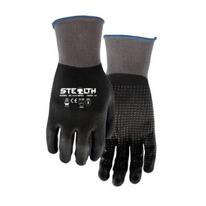395 Stealth Blackbird Gloves - Large/9, Small/7, Medium/8, 2X-Large/11, 15, Nylon, Foam Nitrile, Full Dip/Dotted Palm, Unlined, Automotive, Construction, Gardening & Landscaping, General Purpose, Industrial