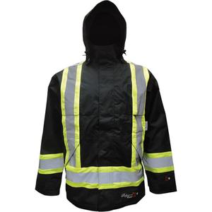 Insulated Jacket - Black, Silver, Large, Small, Medium, X-Large, 2X-Large, 3X-Large, 4X-Large, Polyester/Polyurethane, Meets/Exceeds CSA Z96 Class 1 - Level FR