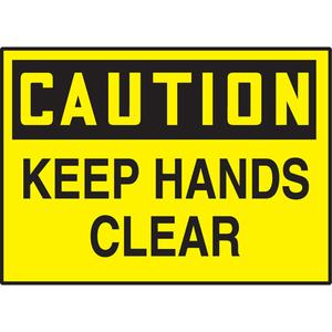 "Keep Hands Clear" Label - Vinyl, 3.5", 5", Adhesive, English, Specific Hazards, Keep Hands Clear, Black/Yellow