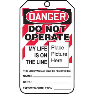 Do Not Operate Danger Lockout Tagout Tags - Cardstock, English, 3-1/4", 5-3/4", Package