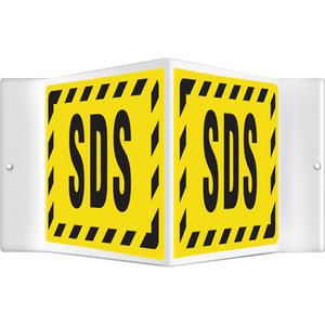 "SDS" Projection™ Sign - Plastic, 8", 12", Bolt-On, English, Equipment, Black/Yellow