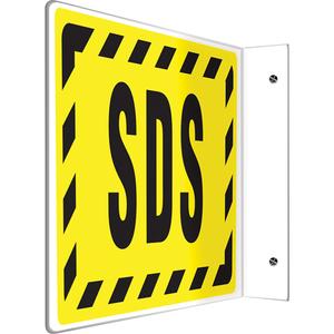 "SDS" Projection™ Sign - Plastic, 8", 12", Bolt-On, English, Equipment, Black/Yellow