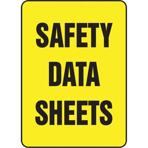 "Safety Data Sheets" Sign - Plastic, Aluminum, 10", 14", Bolt-On, English, Equipment, Black/Yellow