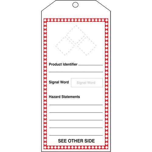 GHS Jumbo Safety Tag - English, Cardstock, 3-7/8", 8-1/2", Package