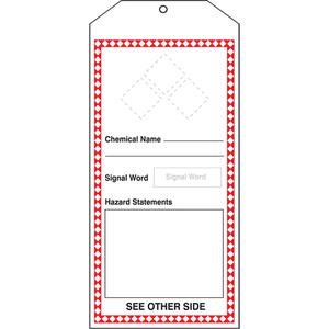 GHS Jumbo Tags - English, Cardstock, 3-7/8", 8-1/2", Package