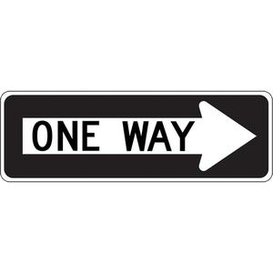One Way Right Arrow Lane Guidance Sign - Aluminum, 12", 36", Bolt-On, English with Pictogram, Traffic, Black/White