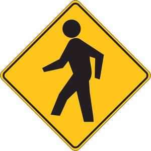 Pedestrian Traffic Sign - Aluminum, 24", 24", Bolt-On, Pictogram, Traffic