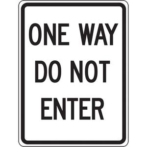 "One Way" Sign - Aluminum, 24", 18", Bolt-On, English, Traffic, Black/White