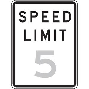 5 Km Speed Limit Sign - Aluminum, 18", 12", Bolt-On, English, Traffic