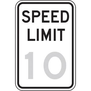 10 Km Speed Limit Sign - Aluminum, 24", 18", Bolt-On, English, Traffic