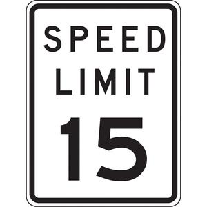 15 Km Speed Limit Sign - Aluminum, 18", 12", Bolt-On, English, Traffic