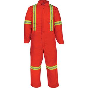 Deluxe Reflective Coveralls - Orange, Silver/Yellow, 36, 42, 44, 46, Poly-Cotton, Regular