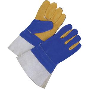 Welding Gloves - One Size, Fleece, Split Cowhide, Blue & Gold