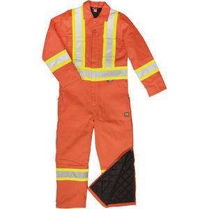Reflective Duck Coveralls - Orange, Silver, 2X-Large, Small, Medium, Large, X-Large, 3X-Large, 4X-Large, 5X-Large, Cotton, Meets/Exceeds CSA Z96 Class 3 - Level 2, 10 oz 100% cotton duck