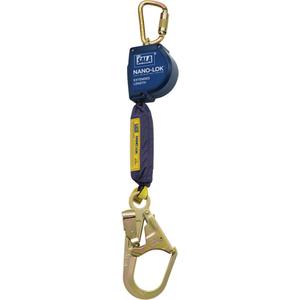 Nano-Lok™ Extended Length Self-Retracting Lifeline - 9', 1, Web/Polyester, Swivel, Carabiner, Steel, Rebar Hook, Steel