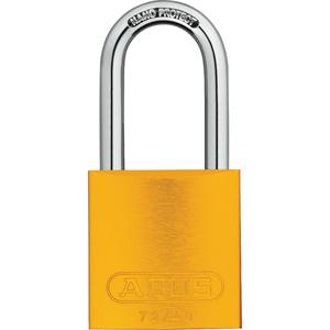 Padlock - Security Padlock, 1-1/2", 1/4", 1", 25/32", Aluminum, Steel, Yellow, Keyed Different