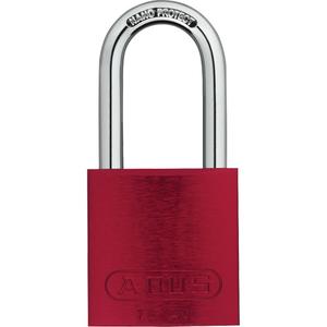 Padlock - Security Padlock, 1-1/2", 1/4", 1", 25/32", Aluminum, Steel, Red, Keyed Different
