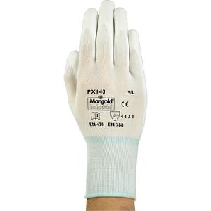 PX140 Coated Gloves - X-Small/6, Small/7, Medium/8, Large/9, X-Large/10, 15, Nylon, Polyurethane, Dipped Palm, Unlined, White
