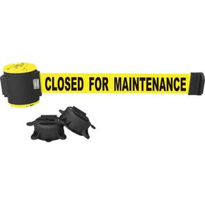 Wall Mount Barrier - Plastic, Yellow, Yellow, Closed for Maintenance, 30', Magnetic Mount