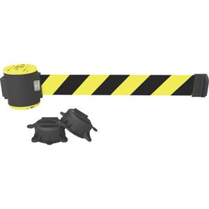 Wall Mount Barrier - Plastic, Yellow, Black and Yellow, Blank, 30', Magnetic Mount