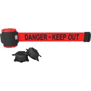 Wall Mount Barrier - Plastic, Red, Red, Danger; Keep Out, 30', Magnetic Mount