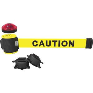 Wall Mount Barrier with Light Kit - Plastic, Yellow, Yellow, Caution, 30', Magnetic Mount