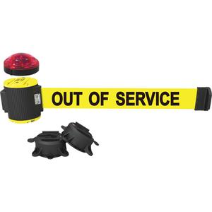 Wall Mount Barrier with Light Kit - Plastic, Yellow, Yellow, Out Of Service, 30', Magnetic Mount