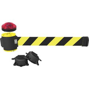 Wall Mount Barrier with Light Kit - Plastic, Yellow, Black and Yellow, Blank, 30', Magnetic Mount