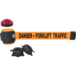 Wall Mount Barrier with Light Kit - Plastic, Orange, Orange, Danger - Forklift Traffic, 30', Magnetic Mount