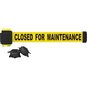 Wall Mount Barrier - Plastic, Yellow, Yellow, Closed for Maintenance, 7', Magnetic Mount