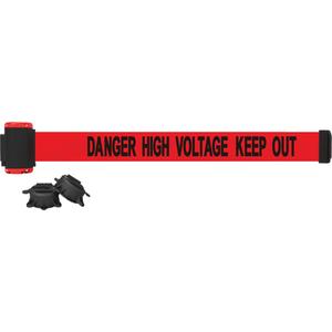 Wall Mount Barrier - Plastic, Red, Red, Danger High Voltage Keep Out, 7', Magnetic Mount