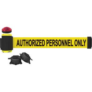 Wall Mount Barrier with Light Kit - Plastic, Yellow, Yellow, Authorized Personnel Only, 7', Magnetic Mount