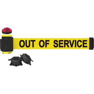 Wall Mount Barrier with Light Kit - Plastic, Yellow, Yellow, Out Of Service, 7', Magnetic Mount