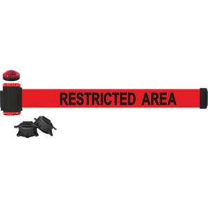 Wall Mount Barrier with Light Kit - Plastic, Red, Red, Restricted Area, 7', Magnetic Mount