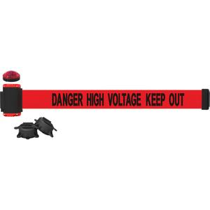 Wall Mount Barrier with Light Kit - Plastic, Red, Red, Danger High Voltage Keep Out, 7', Magnetic Mount