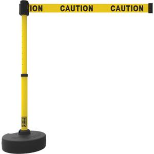 PLUS Barrier Post Set - 42", Plastic, Yellow, Yellow, 15', Caution, 22"-42"