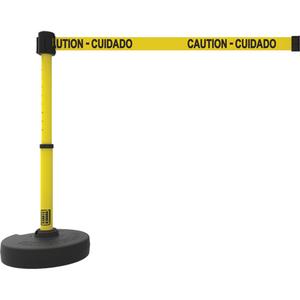 PLUS Barrier Post Set - 42", Plastic, Yellow, Yellow, 15', Caution - Cuidado, 22"-42"