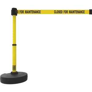 PLUS Barrier Post Set - 42", Plastic, Yellow, Yellow, 15', Closed for Maintenance, 22"-42"