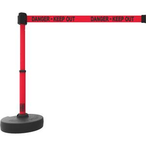 PLUS Barrier Post Set - 42", Plastic, Red, Red, 15', Danger; Keep Out, 22"-42"