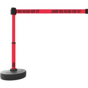 PLUS Barrier Post Set - 42", Plastic, Red, Red, 15', Danger High Voltage Keep Out, 22"-42"