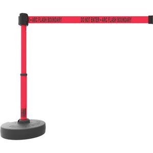 PLUS Barrier Post Set - 42", Plastic, Red, Red, 15', Do Not Enter - Arc Flash Boundary, 22"-42"