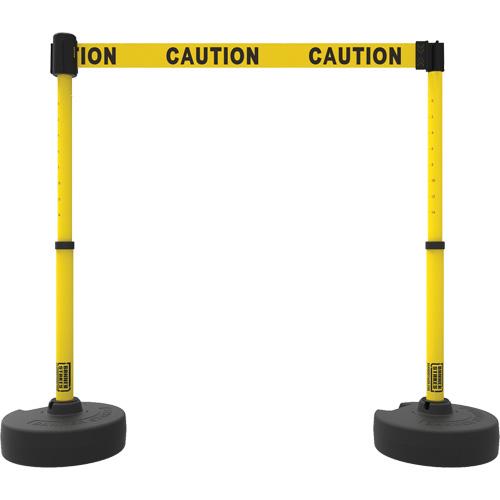 PLUS Barrier Post Set X2 - 42", Plastic, Yellow, Yellow, 15', Caution, 22"-42"