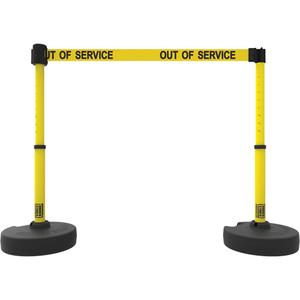 PLUS Barrier Post Set X2 - 42", Plastic, Yellow, Yellow, 15', Out Of Service, 22"-42"