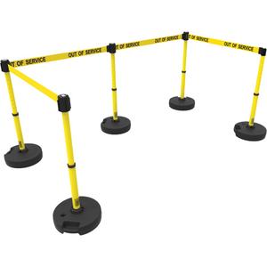 PLUS Barrier Post Set X5 - 42", Plastic, Yellow, Yellow, 15', Out Of Service, 22"-42"